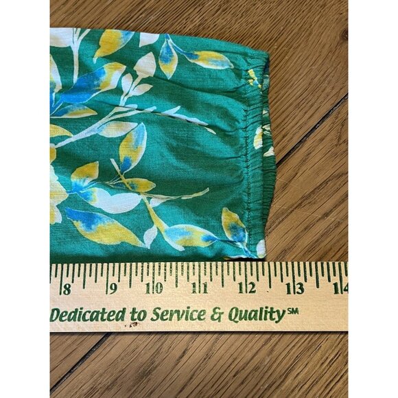 St. Johns Bay Women Green Floral Long Sleeve Blouse Size Large Hawaiian Colorful - Picture 5 of 14